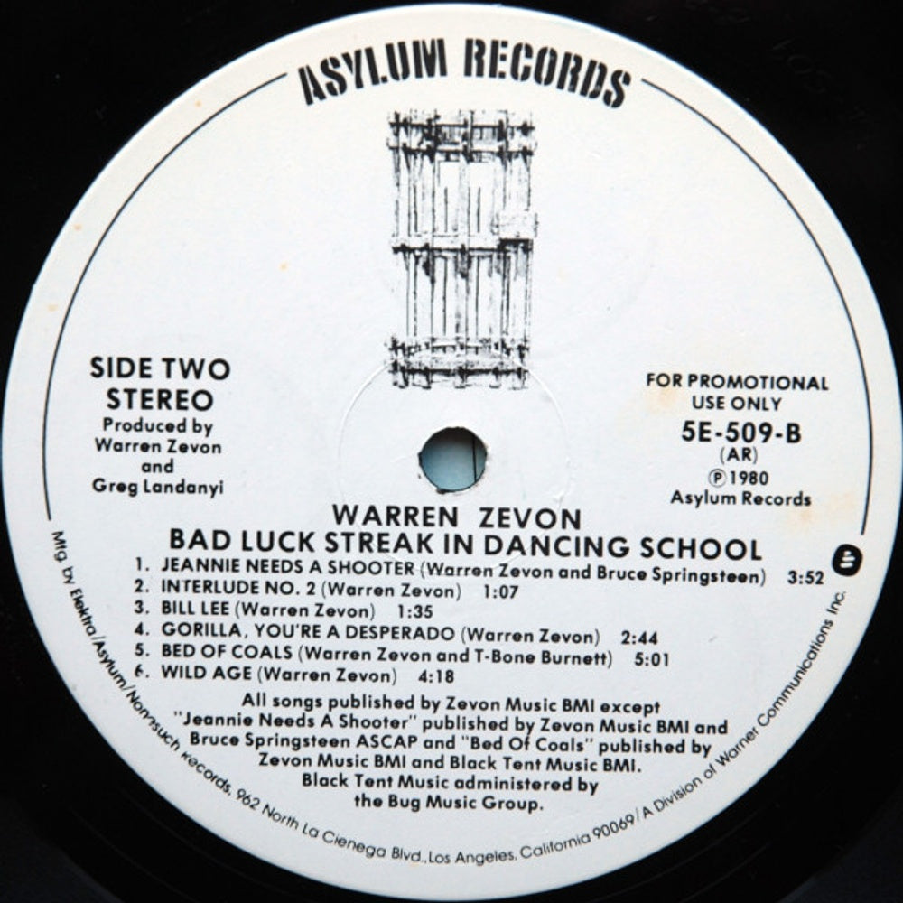 Warren Zevon – Bad Luck Streak in Dancing School (Mobile Fidelity LP Vinyl) Vinyl Record