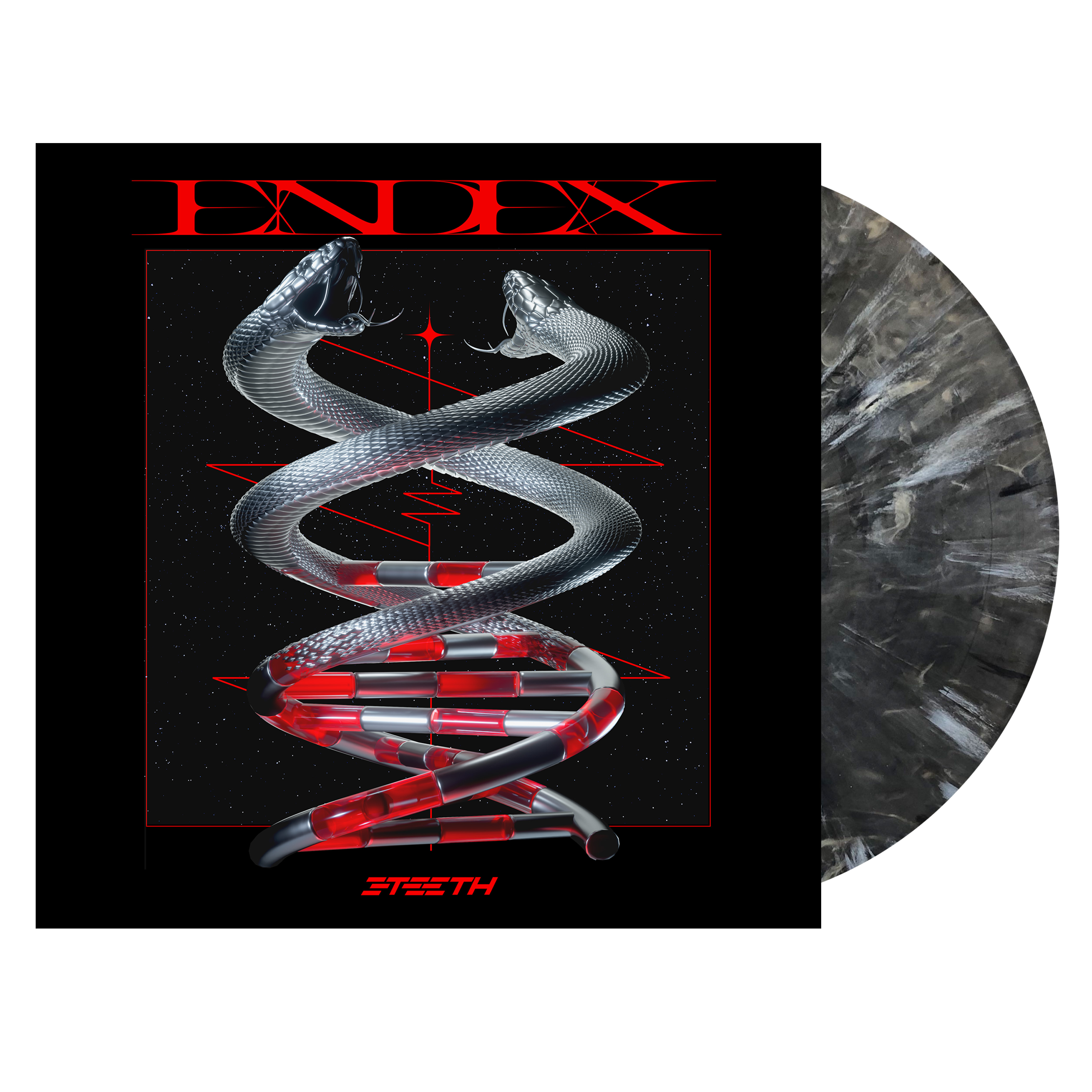 3TEETH - EndEx LP + Exclusive 12" x 12" Lenticular Insert (Limited Edition, Black & White Marble Vinyl) - Vinyl Record