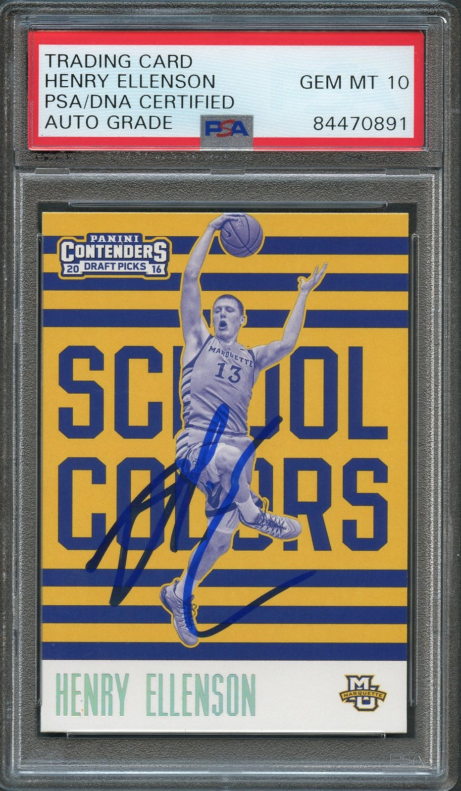 2016-17 Contenders Draft Picks #5 Henry Ellenson Signed Card AUTO 10 PSA Slabbed Marquette
