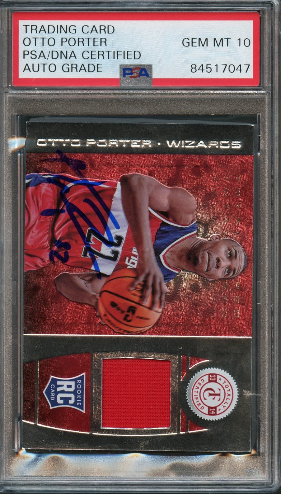 2013-14 Totally Certified Memorabilia #198 Otto Porter Signed Card AUTO 10 PSA Slabbed RC Wizards
