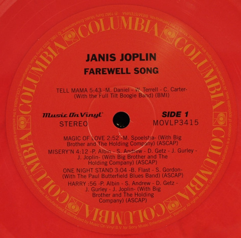 Janis Joplin – Farewell Song (180 Gram, Red LP Vinyl) Vinyl Record