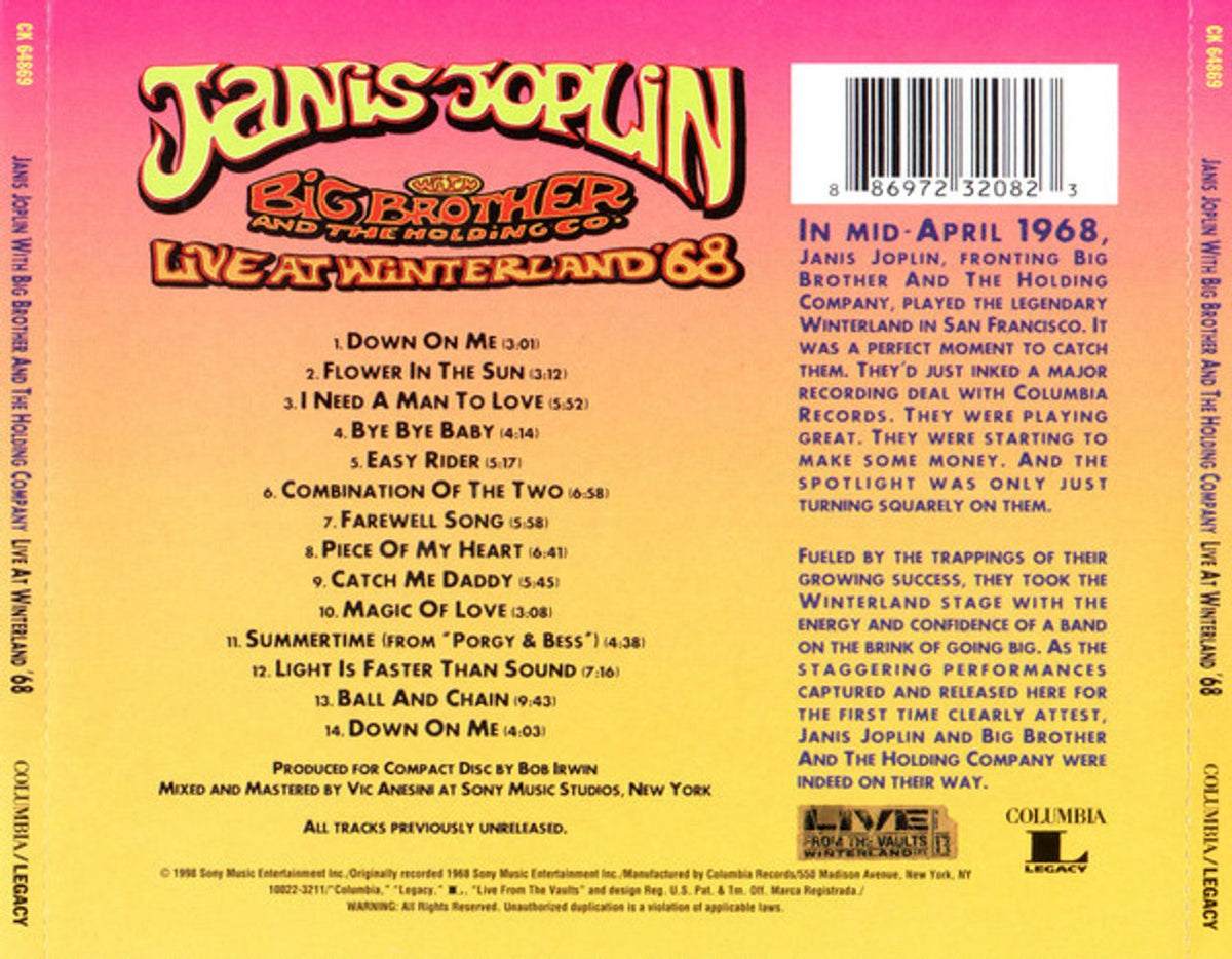 Janis Joplin – Live at Winterland 68 Music CD