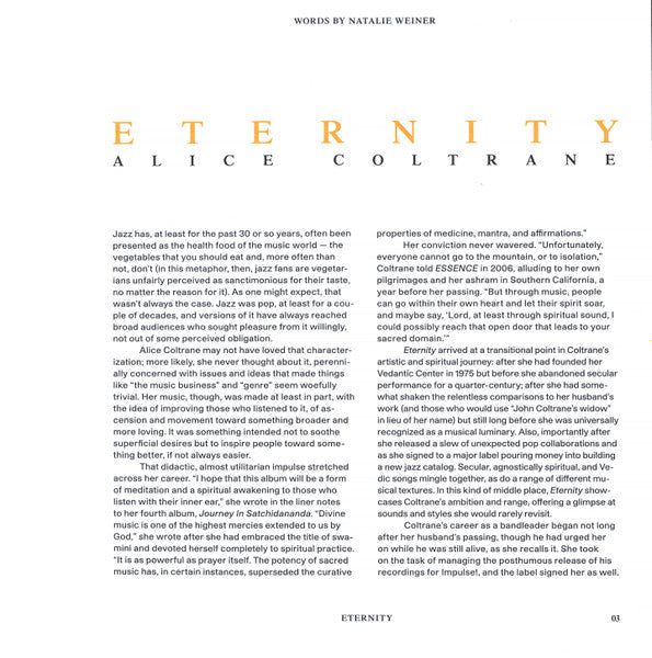 Alice Coltrane - Eternity (VMP VINYL) | Mint (M) Mint (M)