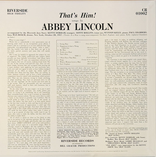 Abbey Lincoln - That's Him (RSD 2026 VINYL) | Mint (M) Mint (M)