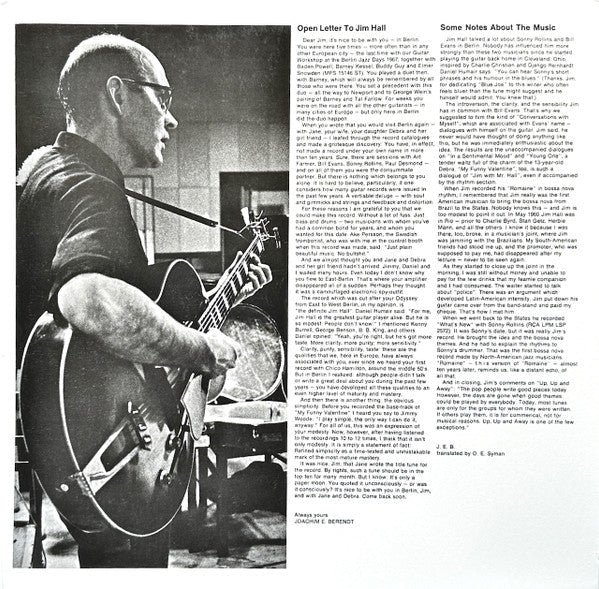 Jim Hall - It's Nice To Be With You (Jim Hall In Berlin) (VINYL) | Mint (M) Mint (M)