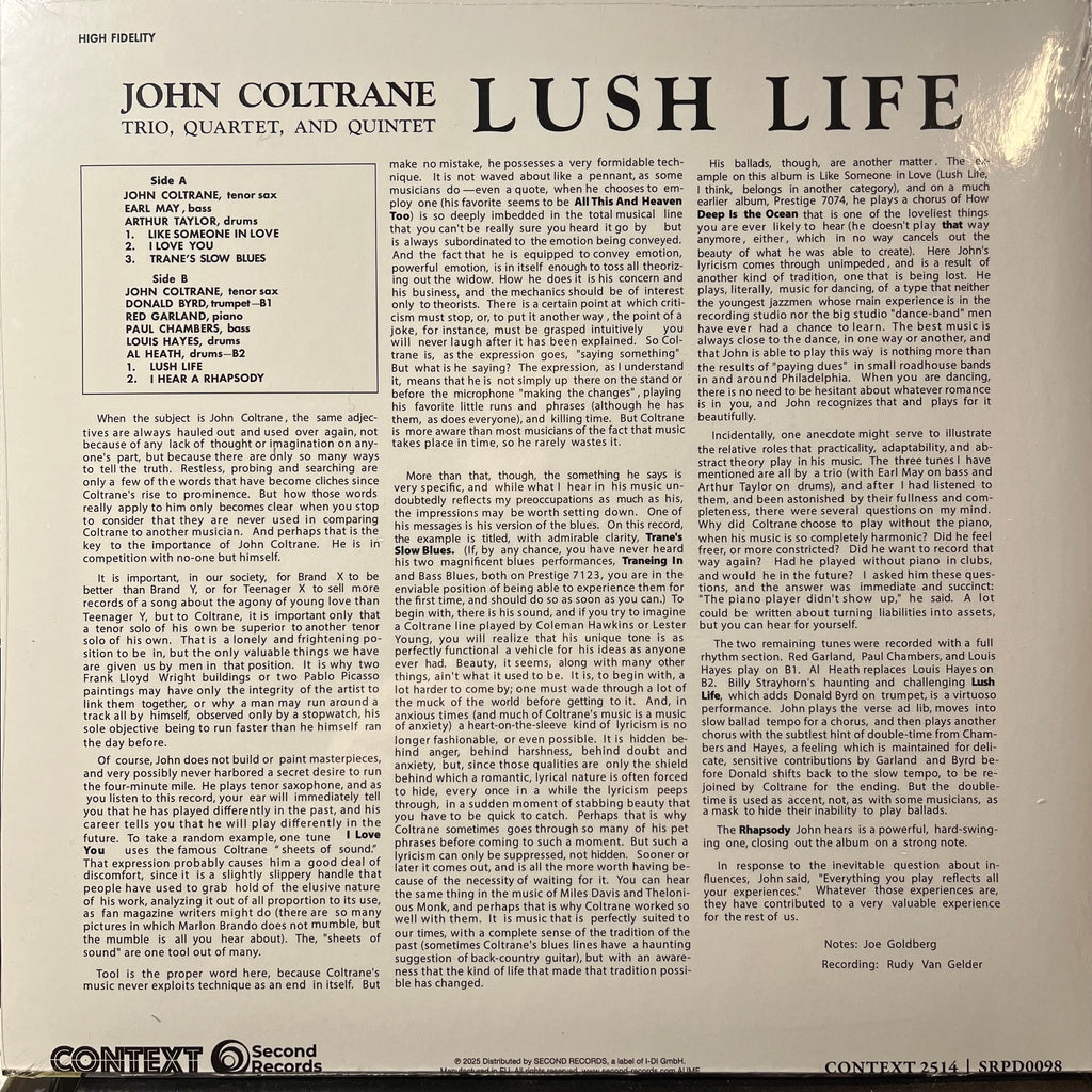 John Coltrane - Lush Life (BLACK VINYL LP) |