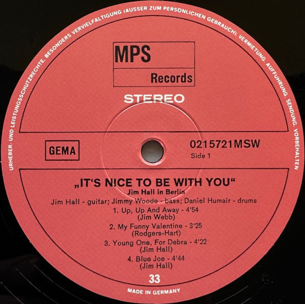 Jim Hall - It's Nice To Be With You (Jim Hall In Berlin) (VINYL) | Mint (M) Mint (M)