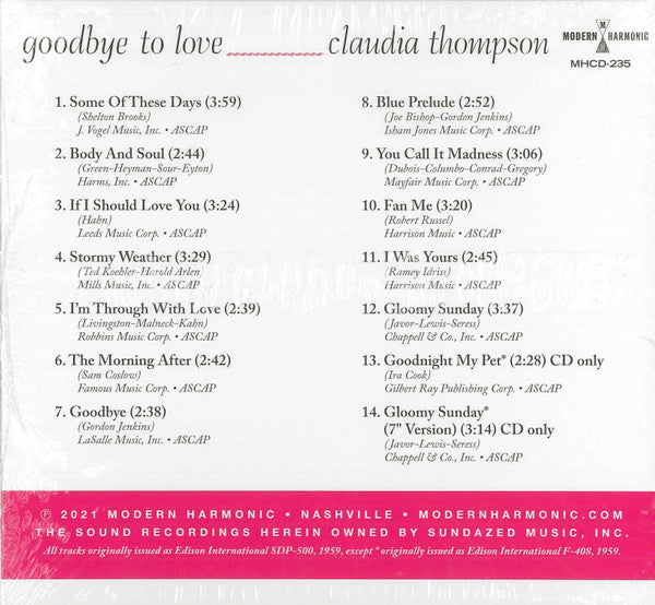 Goodbye To Love (CD) | Mint (M) Mint (M)