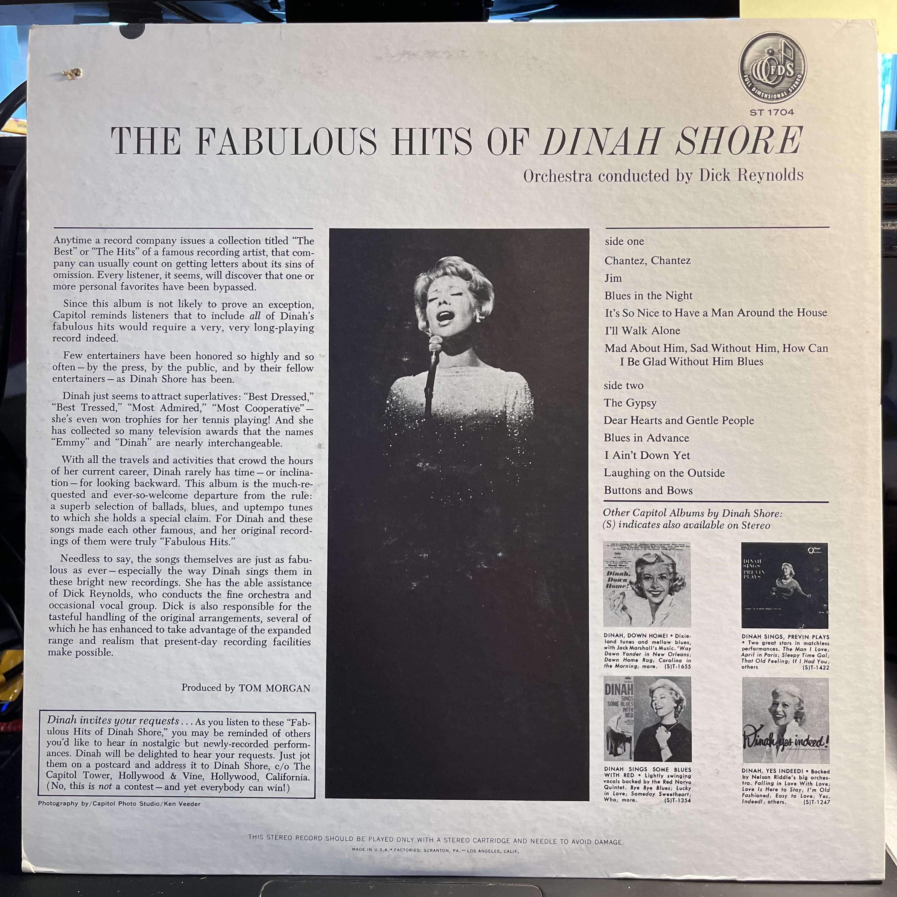 Dinah Shore - The Fabulous Hits Of Dinah Shore | Excellent (EX) Near Mint (NM)