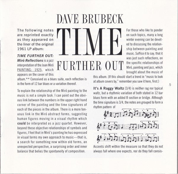 The Dave Brubeck Quartet - Time Further Out (Miro Reflections) (CD) |