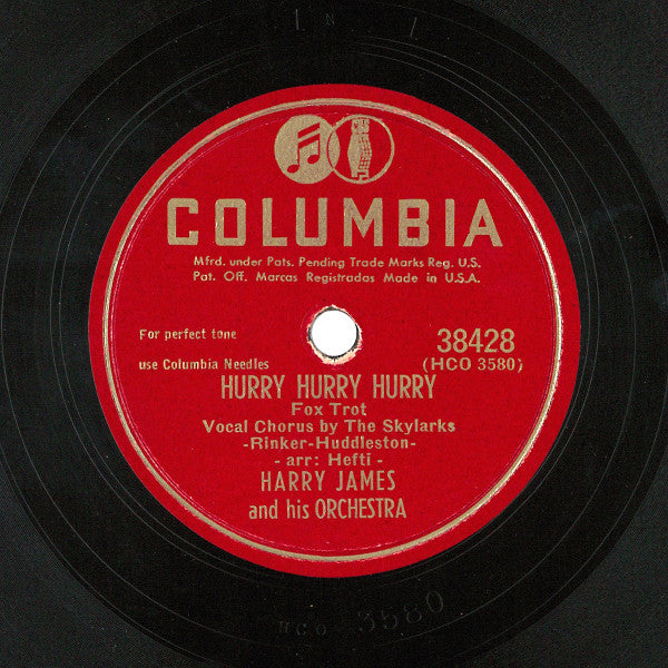Harry James And His Orchestra - Hurry Hurry Hurry / Don't Cry, Cry Baby *78 RPM* | Very Good (VG) Generic