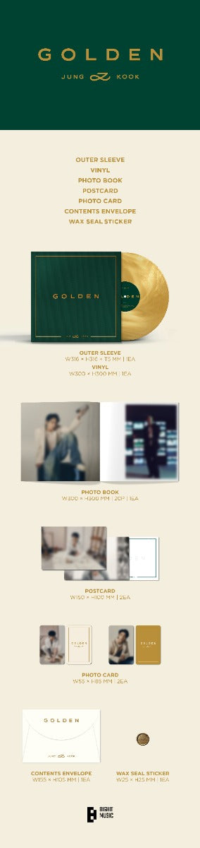 Golden (Sticker, Photo / Photo Card, Postcard) Vinyl Record
