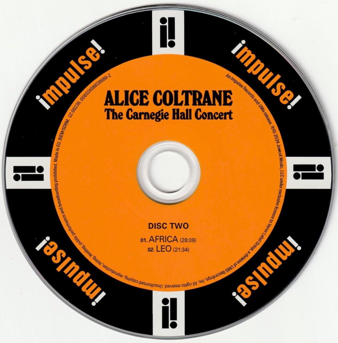 Alice Coltrane – The Carnegie Hall Concert  (2-CD) Music CD