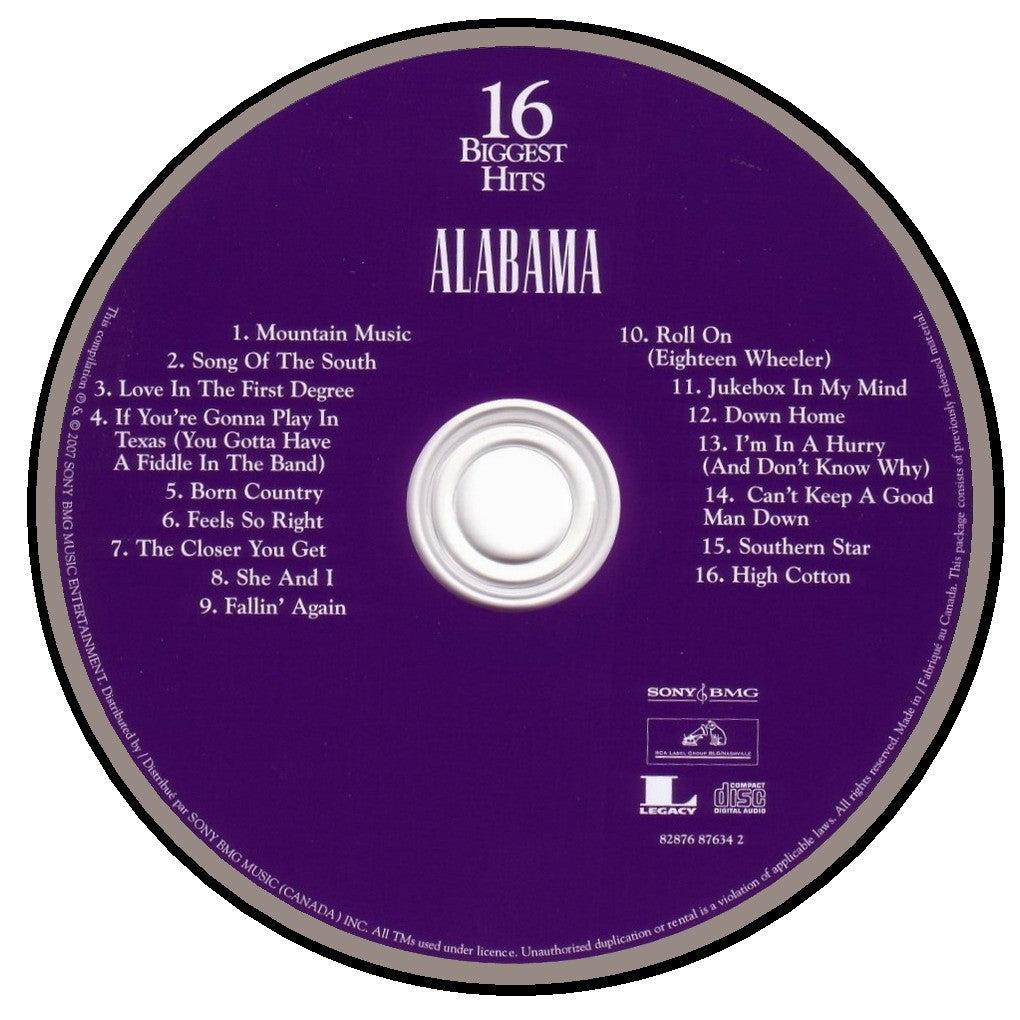Alabama – 16 Biggest Hits Music CD