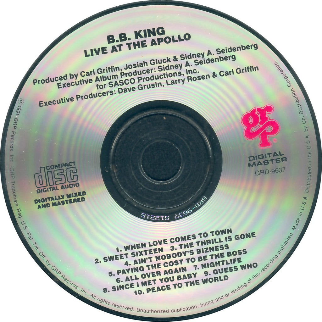 B.B. King – Live at the Apollo Music CD