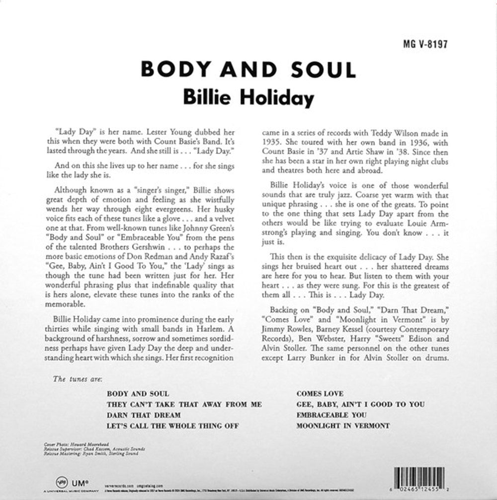 Billie Holiday – Body And Soul (LP Vinyl) Vinyl Record