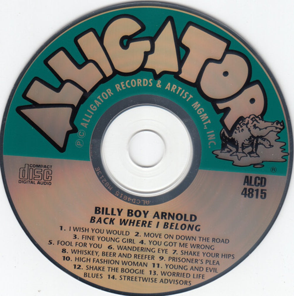Billy Boy Arnold – Back Where I Belong Music CD