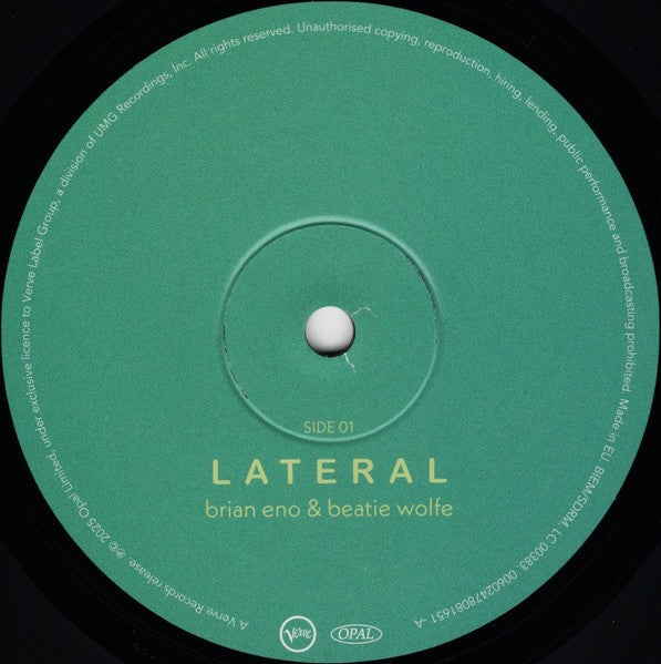 Brian Eno and Beatie Wolfe – Lateral (LP Vinyl) Vinyl Record