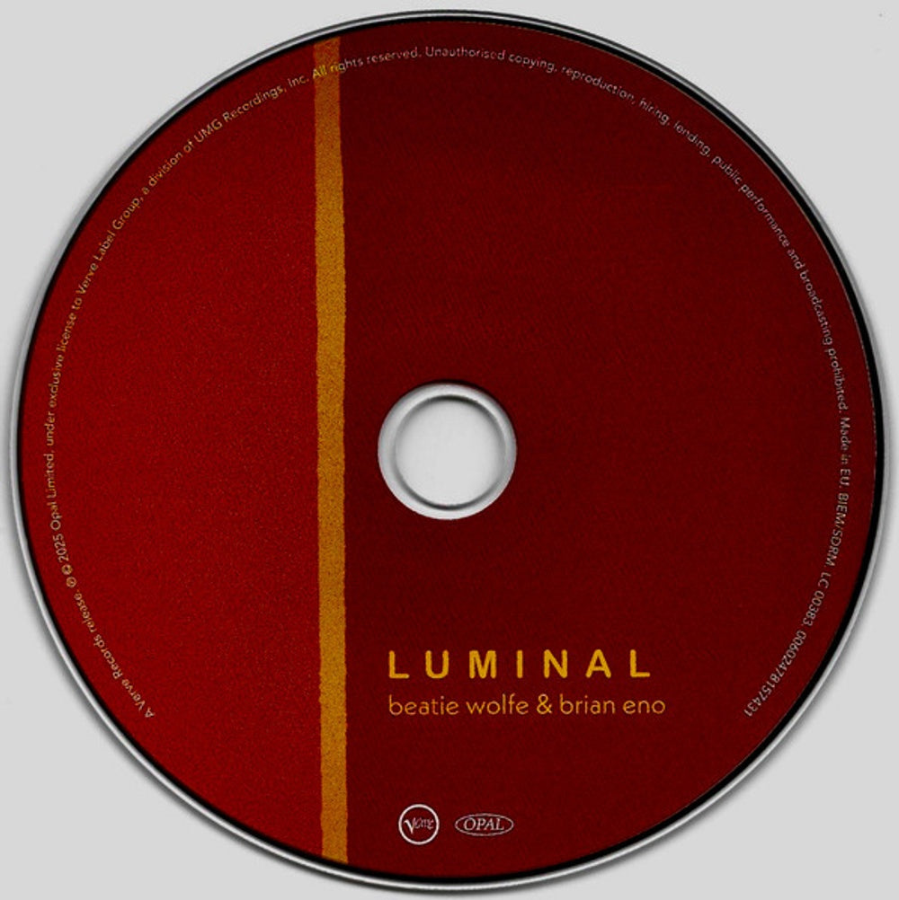 Brian Eno and Beatie Wolfe – Luminal Music CD