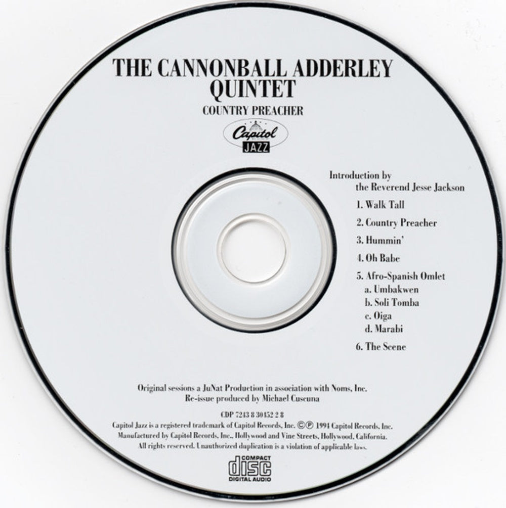 The Cannonball Adderley Quintet – Country Preacher Music CD