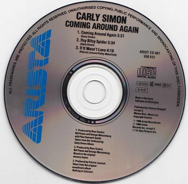 Carly Simon – Coming Around Again Music CD