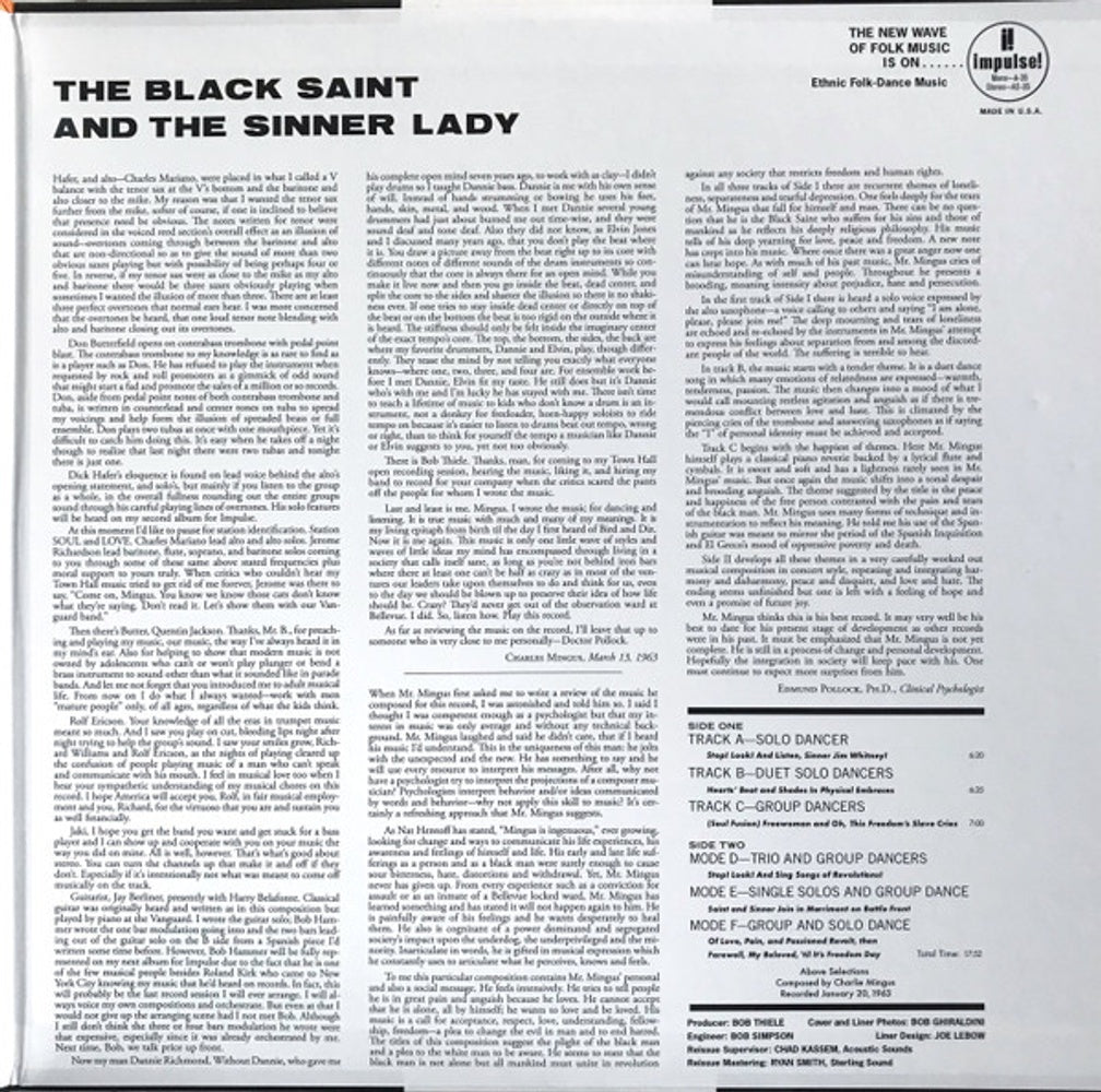 Charles Mingus – The Black Saint And The Sinner Lady (LP Vinyl) Vinyl Record