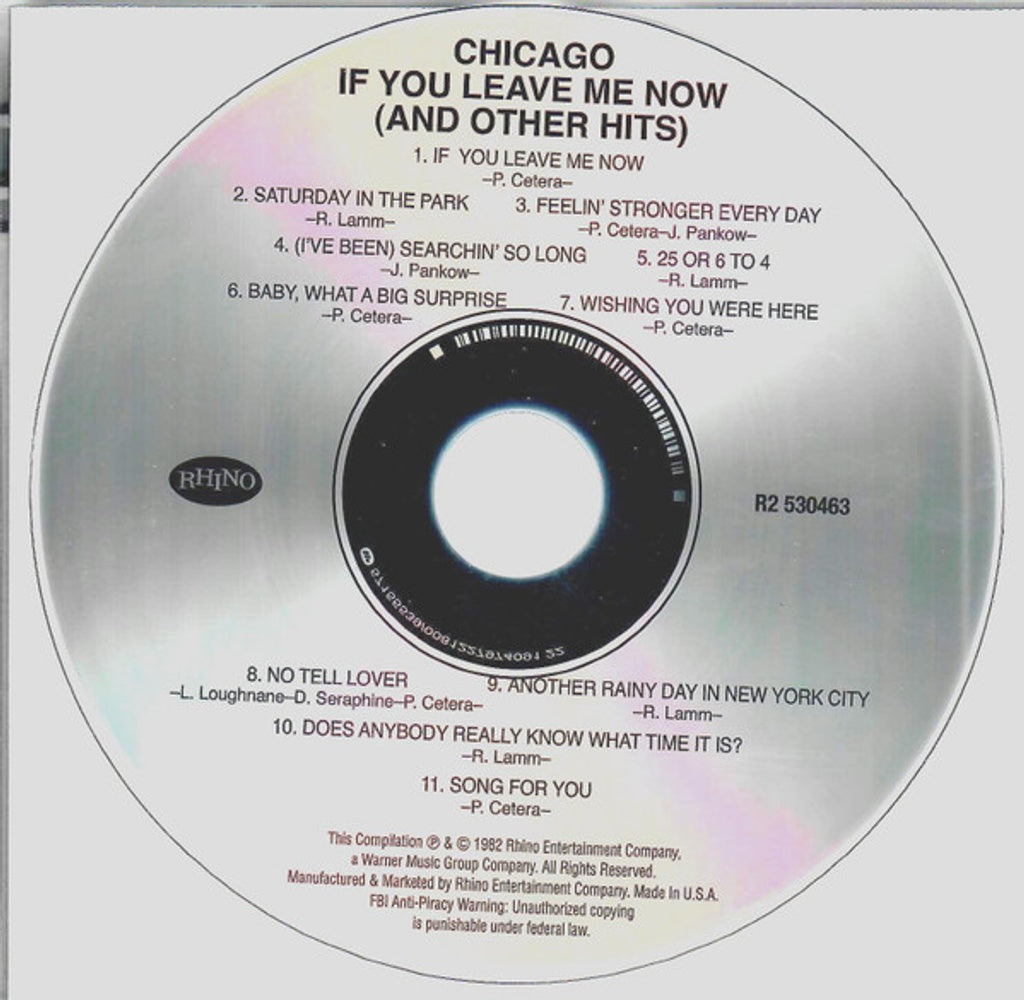 Chicago – If You Leave Me Now and Other Hits Music CD