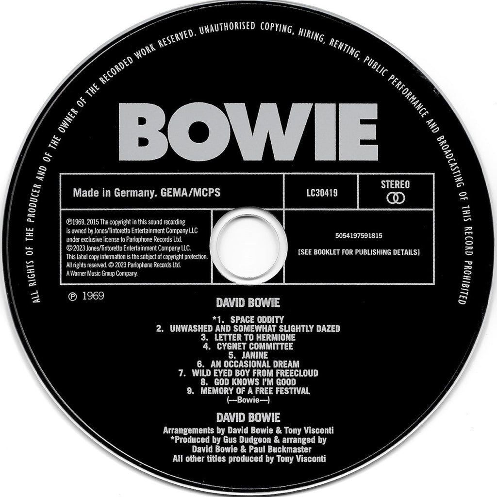 David Bowie – (aka Space Oddity) Music CD