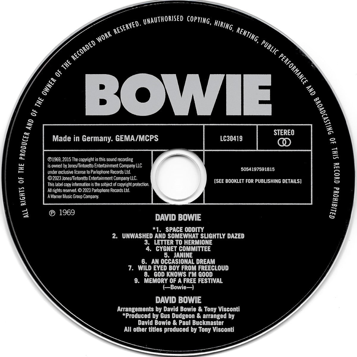 David Bowie – (aka Space Oddity) Music CD