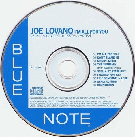 Joe Lovano – I'm All for You Music CD