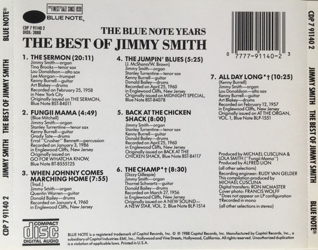 Jimmy Smith – The Best Of Music CD