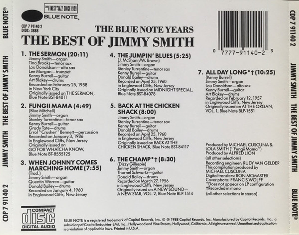 Jimmy Smith – The Best Of Music CD