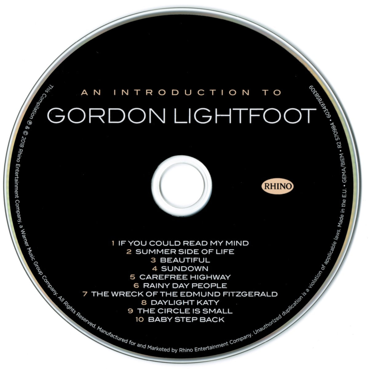 Gordon Lightfoot – An Introduction To Music CD