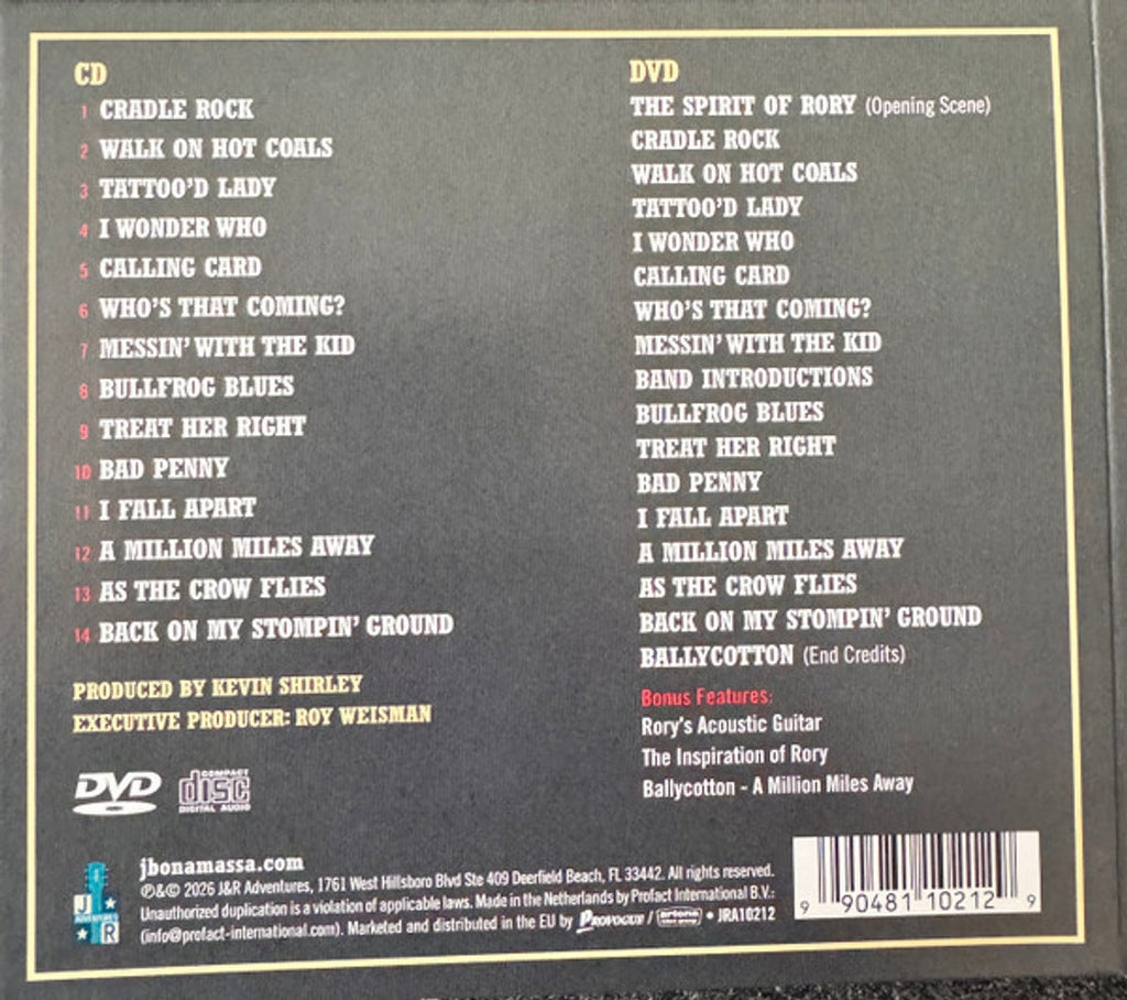 Joe Bonamassa – The Spirit Of Rory Live From Cork Music CD