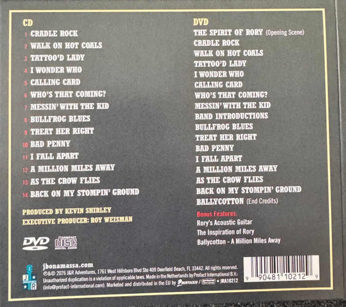 Joe Bonamassa – The Spirit Of Rory Live From Cork Music CD