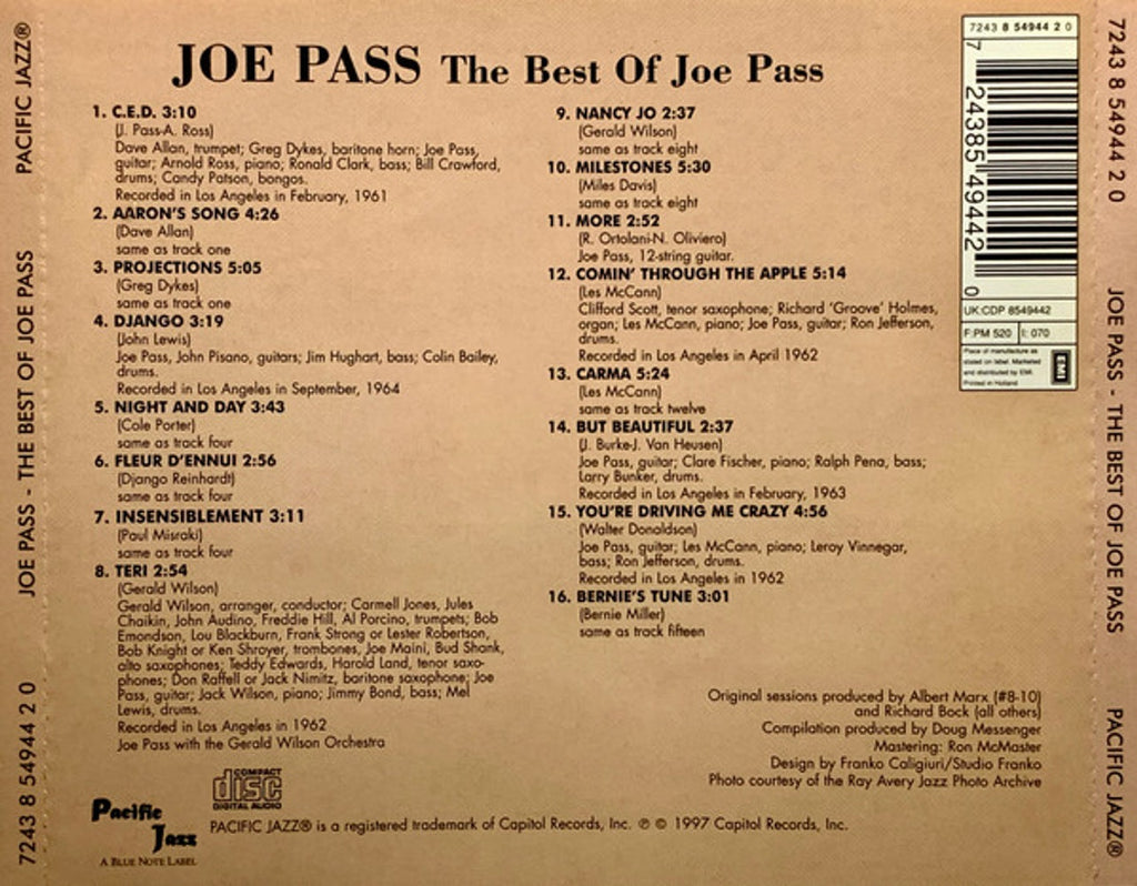 Joe Pass – The Best Of: Pacific Jazz Years Music CD