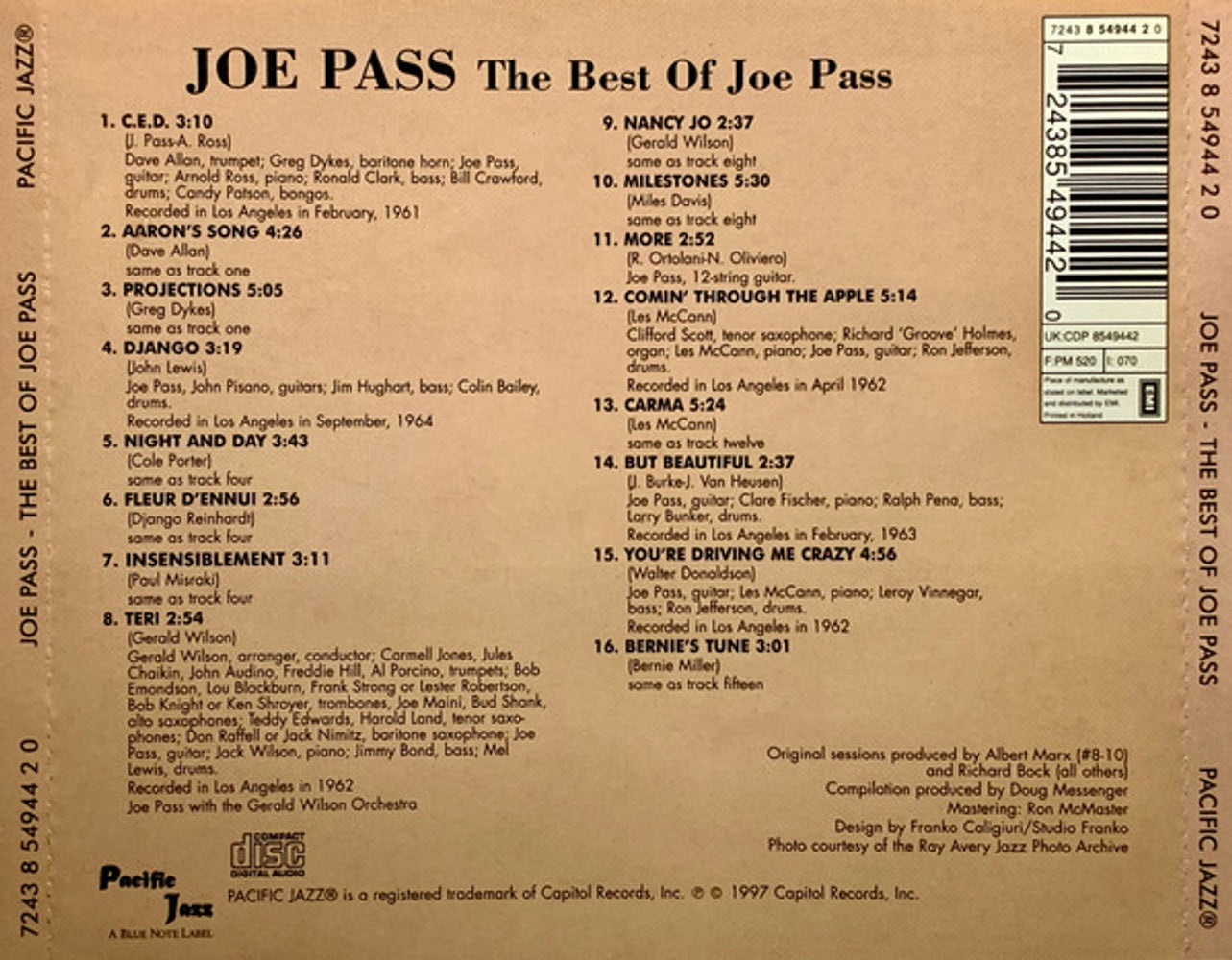 Joe Pass – The Best Of: Pacific Jazz Years Music CD