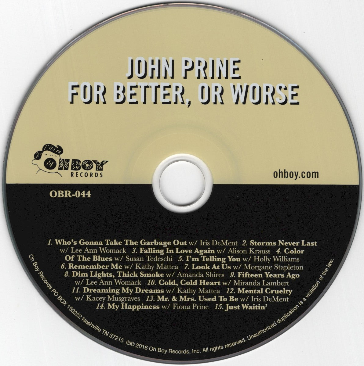 John Prine – For Better, Or Worse Music CD