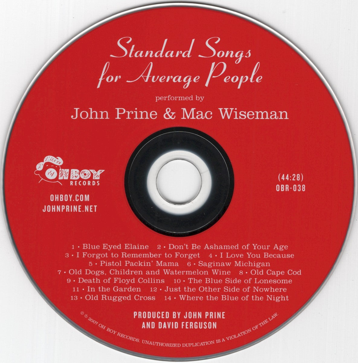 John Prine & Mac Wiseman – Standard Songs for Average People Music CD