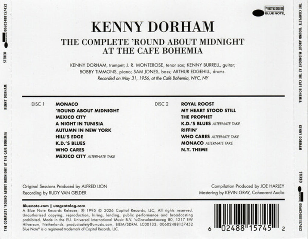 Kenny Dorham – Complete 'round About At The Cafe Bohemia (2-CD) Music CD