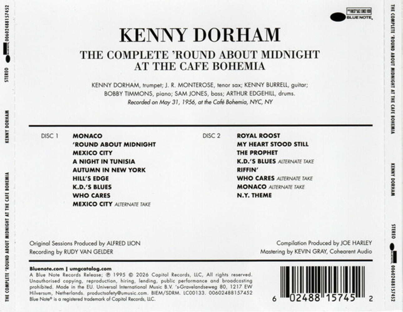 Kenny Dorham – Complete 'round About At The Cafe Bohemia (2-CD) Music CD