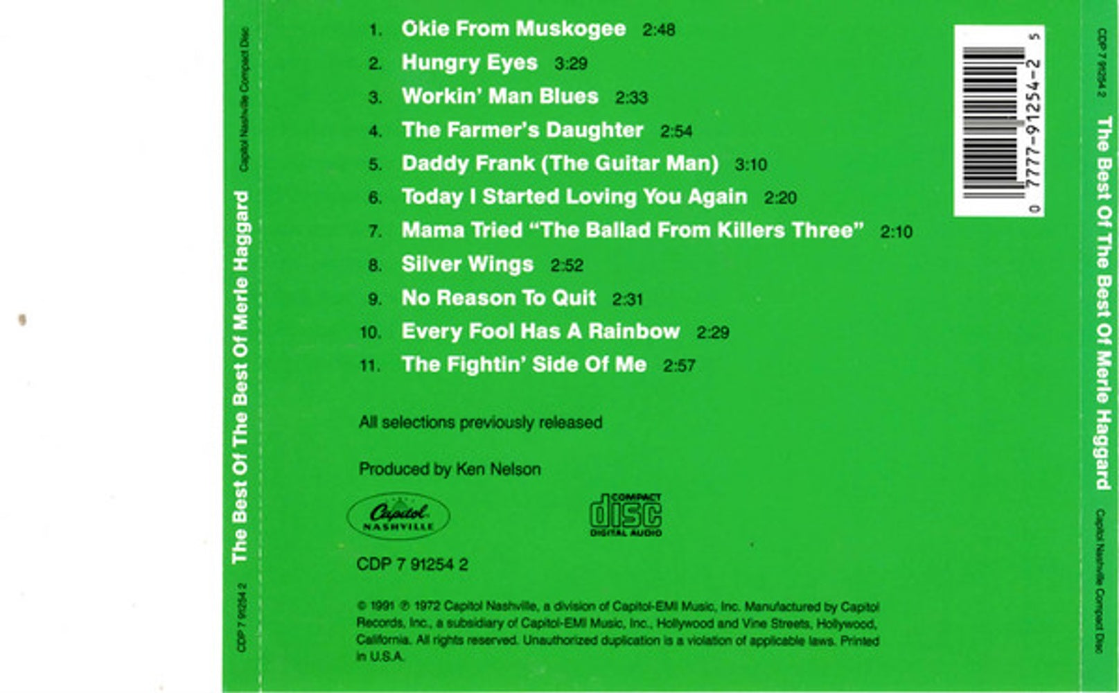 Merle Haggard & The Strangers – The Best of The Best Music CD
