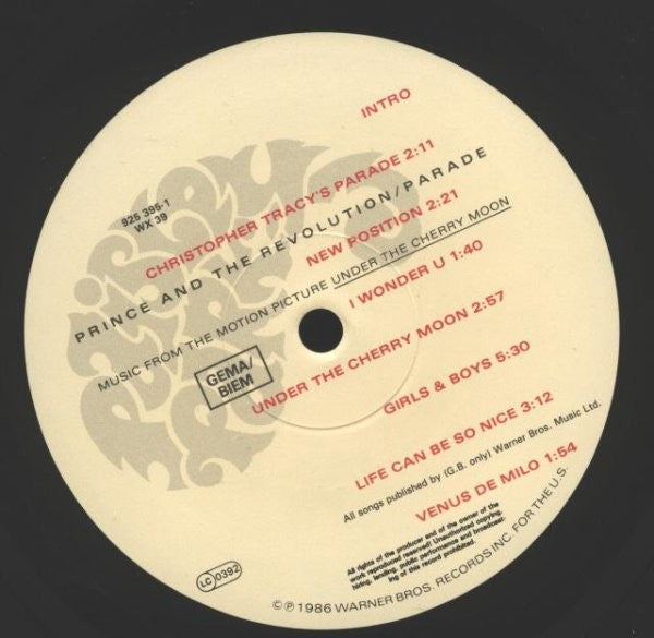 Prince – Parade (LP Vinyl) Vinyl Record