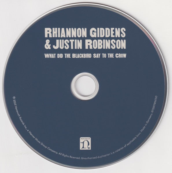 Rhiannon Giddens & Justin Robinson – What Did the Blackbird Say to the Crow Music CD