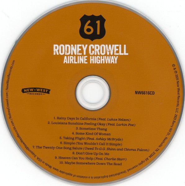 Rodney Crowell – Airline Highway Music CD