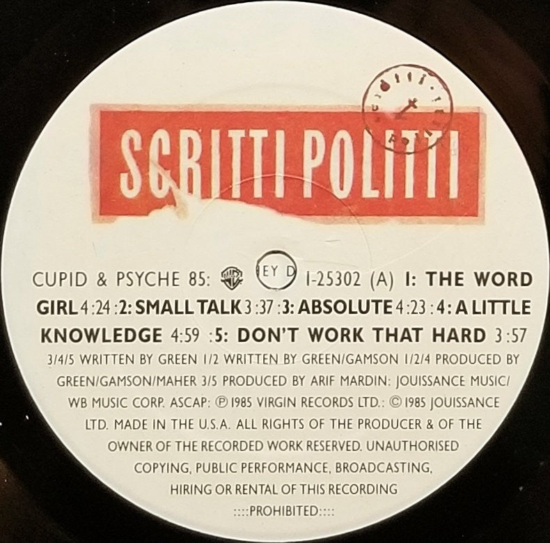 Scritti Politti – Cupid & Psyche 85 (LP Vinyl) Vinyl Record