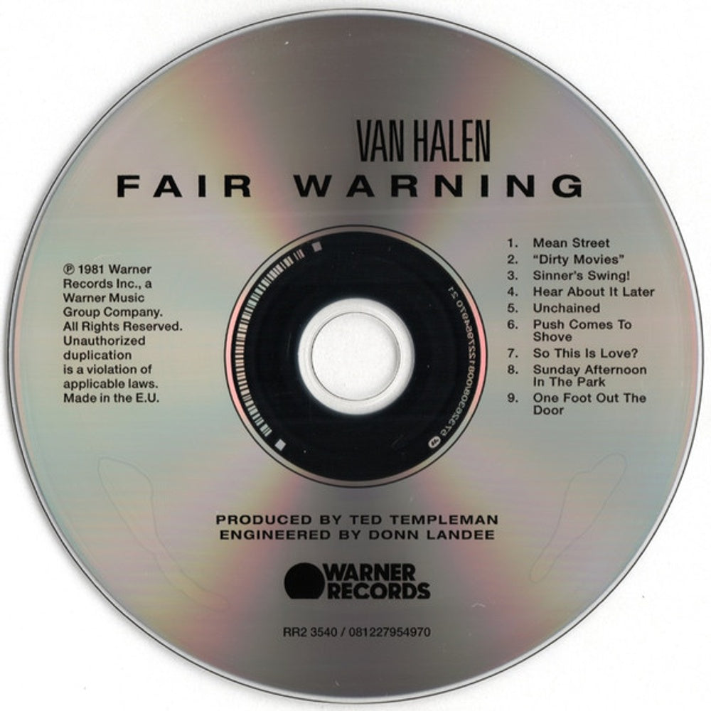 Van Halen – Fair Warning Music CD