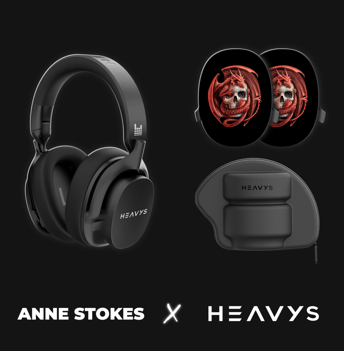 'Dragon Skull' by @AnneStokesArt Limited Edition Heavys Headphone Shells & Headphone Bundle