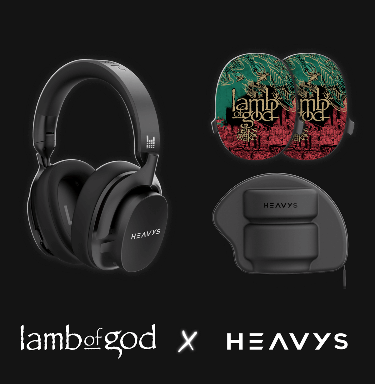 Lamb of God Ashes of The Wake Limited Edition HEAVYS Headphone Shells & Headphone Bundle
