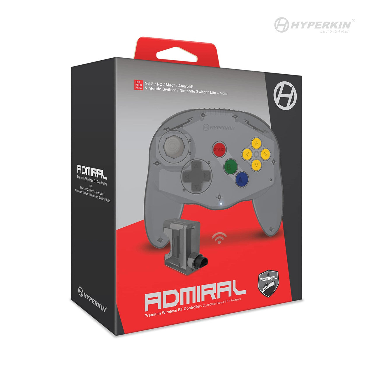 Hyperkin - N64 Admiral Premium Wireless BT Controller: Space Black - Hyperkin